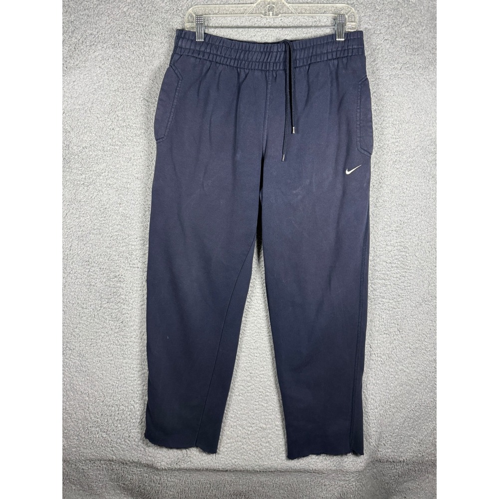 Y2K Nike The Athletic Dept Navy Blue Fleece Sweatpants Joggers Raw Hem Medium
